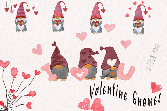 Download Valentine Gnomes Watercolor Bundle - Premium Resources